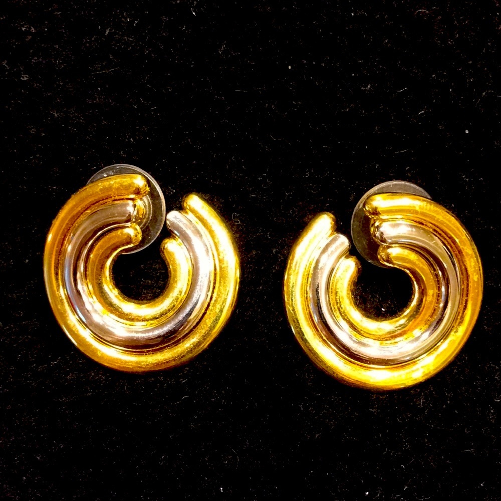 Vintage Monet Gold and Silver Tone Earrings